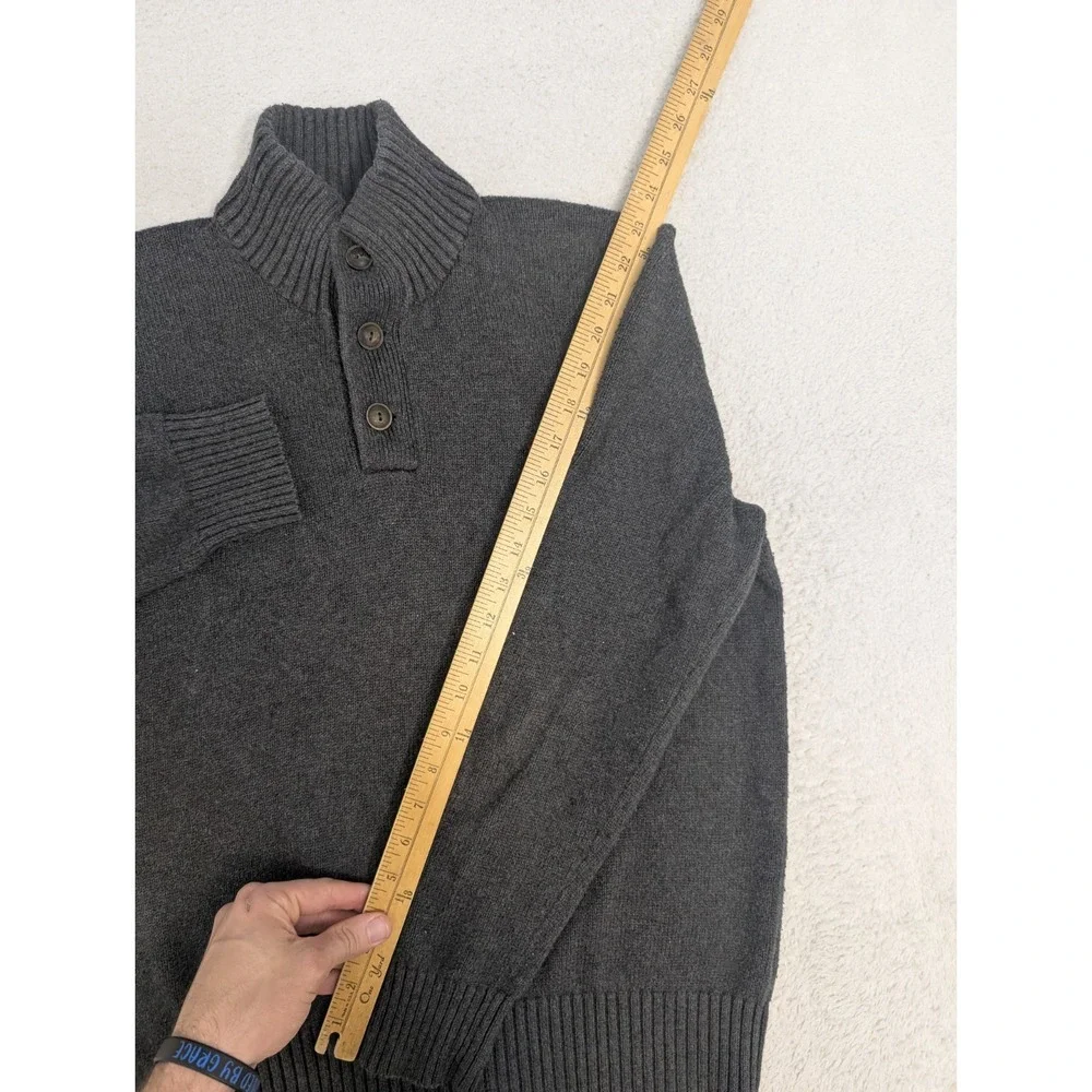 Polo by Ralph‎ Lauren Gray Knit High Neck Button Sweater Size M